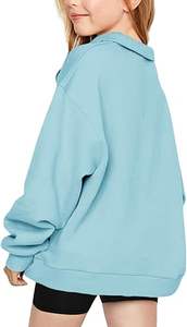 เสื้อสเวตเชิ้ตแบบสวมหัวแขนยาวโอเวอร์ไซส์มีซิปสำหรับเด็กผู้หญิง - Product Image 6