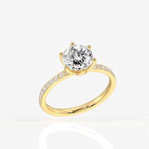 แหวนทอง 14K ประดับเพชรโมอิสซาไนต์ทรงโปรตุเกสแบบทิวลิปหกหนามเตย ดีไซน์หรูหราและสง่างาม - Product Image 3