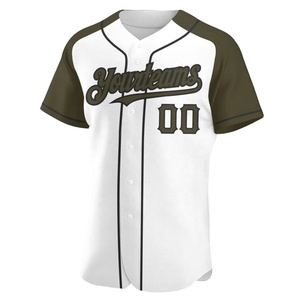 Camiseta de Béisbol Premium Blanca y Verde Oliva, 100% Poliéster, Malla Bird Eye, Cierre Completo con Botones, Logotipo Personalizado, Ropa Deportiva - Product Image 2