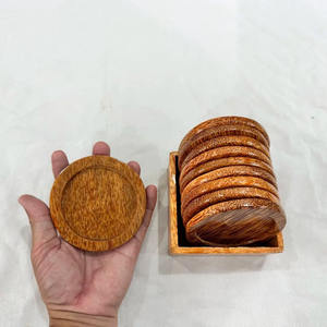 Ensemble soucoupe et support en bois de noix de coco soucoupes en bois de coco les moins chères de la meilleure qualité d'usine du Vietnam - Product Image 3