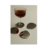 Ensemble de sous-verres en acier inoxydable de luxe, design moderne rond fait à la main, sous-verres personnalisés, décoration de table de bar à domicile, haut de gamme