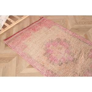 Vintage <b>Rug</b>, <b>Runner</b> 2.2x9.4 ft Turkish <b>Rug</b>, Pink Plants & trees Wool <b>Rug</b> - Product Image 4
