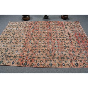 พรมปูพื้นสไตล์ตุรกีโบราณสีเบจ5.2x7.8ฟุต, พรมขนสัตว์เย็บปะติดปะต่อกันมีแผ่นยางรองสำหรับวัยรุ่น - Product Image 3