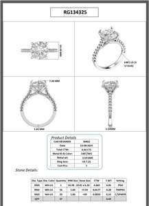 Anillo de Diamantes Cultivados en Laboratorio de 5 Quilates, Oro Blanco de 10K, 14K, 18K, Anillo de Compromiso para Mujer, Joyería Fina - Product Image 6