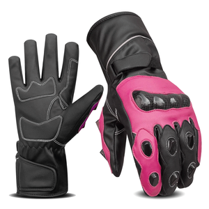 Pink Genuine Cowhide Leather Motorbike Winter Biker Waterproof Sports Riding Gloves Motorcycle Auto Racing Wear Unisex Gloves - Product Image 1