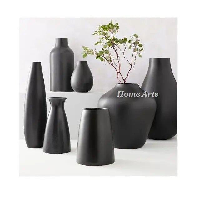 ベストセラーアルミ黒色花瓶最高品質異なるサイズカスタマイズ形状装飾花瓶