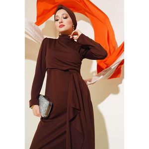 Robe plissée sur le devant Marron - Product Image 3