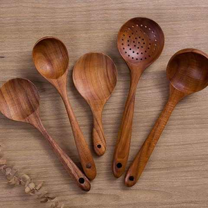 Juego de utensilios de cocina de madera de mango natural al por mayor para el hogar, herramientas de cocina, cucharas de madera, utensilios de camping de mango largo, duraderos y ecológicos - Product Image 1