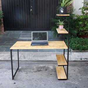 SFBK006-Minimalist Design <b>Workstation</b> with Iron and Wood Frame High Quality Rubberwood Material - Product Image 3