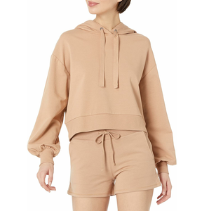 2025 High Quality Breathable Custom Made Cropped Hoodie <b>Woman</b> Cotton Made Crop <b>Top</b> Hoodie - Product Image 1