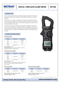 เมตรารวิจิตอล DT-725มิเตอร์แบบหนีบ ac/dc เครื่องมือไฟฟ้า - Product Image 4