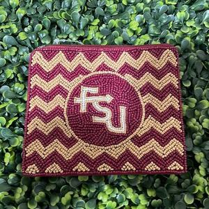 Granate negro blanco Color de alta calidad vaquero con cuentas bolsa hecha a mano occidental Mini monedero cierre de cremallera Material de lona - Product Image 4