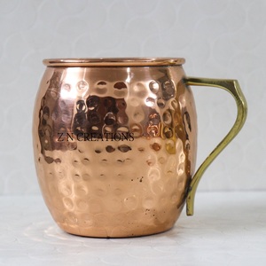 Handmade <b>Copper</b> Moscow Mule Mug Brass <b>Handle</b> Barrel Design Restaurant Bar Glasses Hammered Wine Drinkware Manufactured India - Product Image 2