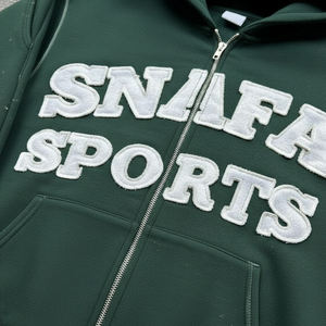 ชุดแทรคสูทสตรีทแวร์ลำลองผ้าเทอร์รี่ฟอกสีสไตล์วินเทจ พร้อมงานปักลายขาดๆ บนเสื้อฮู้ดและกางเกงขายาว สำหรับฤดูหนาว - Product Image 3