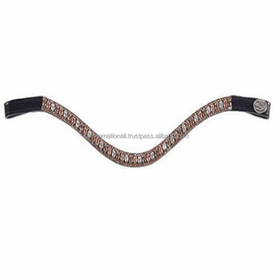 Banda de cejas de caballo de cuero en todas las formas hechas a medida con 3 filas decorativas Multicolor cristales brillantes diamantes de imitación banda de cejas ostentosa - Product Image 4