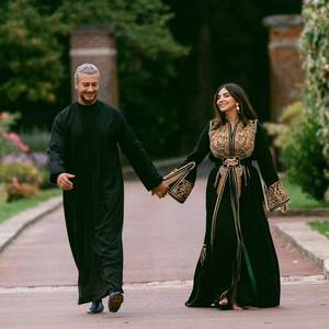 Impressive Darker Green Velvet Silk <b>Moroccan</b> Caftan for Women Classic Hand Embroidery Breathable Classic Casual Look MashaAllah - Product Image 1