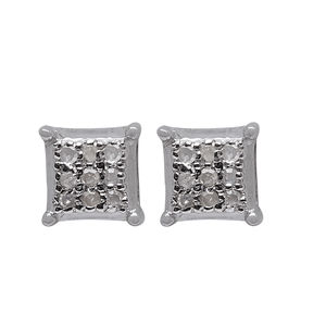Venta al por mayor 4 mm corte redondo Natural blanco diamante Stud pendientes 925 plata esterlina estilo moderno 0,05 Ct - Product Image 2