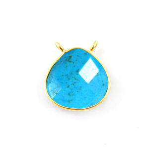 Turquoise Gemstone Coeur Pendentif Lunette Ensemble Argent Sterling Plaqué Rhodium Plaqué Or Fabriqué À La Main Beaux Bijoux - Product Image 1