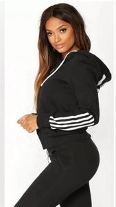 2023 Custom Street Wear Zip Up Mujer Chándal Slim Fit Impreso Logo Pullover Zip UP Hood con pantalón - Product Image 5