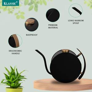 Arrosoir en métal (noir) |   Arrosoir d'intérieur et d'extérieur - Pot d'arrosage pour le jardinage domestique, l'arrosage des plantes, forme circulaire - Product Image 5