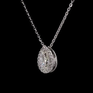 สร้อยคอจี้เพชรรูปลูกแพร์1.19 CT สีขาวทอง14K เครื่องประดับชั้นดีน้ำหนักเบาสำหรับทุกวัน - Product Image 1
