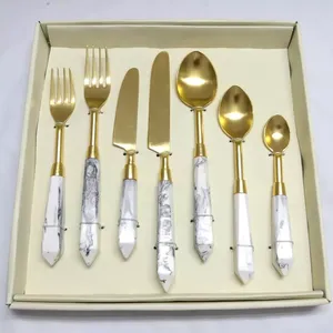 Nouveauté : Ensemble de couverts en métal avec poignée dorée, qualité alimentaire, pour mariage, hôtel, fêtes, service de table, utilisation en gros - Product Image 6