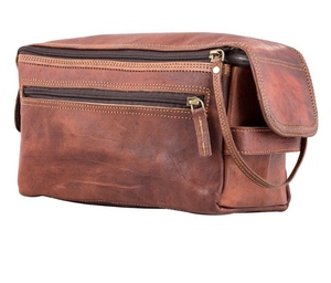Trousse de Voyage Médicale en Cuir avec Compartiments Zippés, Sacs de Rangement Durables Marron Style Vintage Grande Capacité pour Hommes et Femmes - Product Image 4