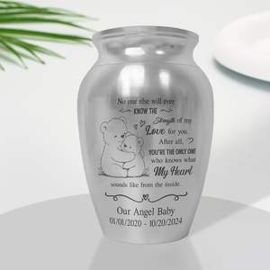 Mini urne personnalisée pour bébé en acier inoxydable Urne décorative gravée commémorative pour la perte d'un enfant en argent de taille personnalisée - Product Image 6