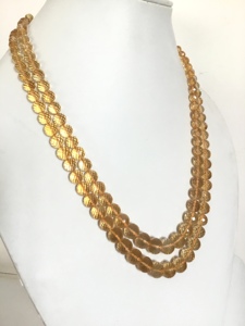 Collar de Bolas de Citrino con Corte Checker, Cuentas de Piedras Preciosas Naturales para la Elaboración de Joyería Fina - Product Image 4