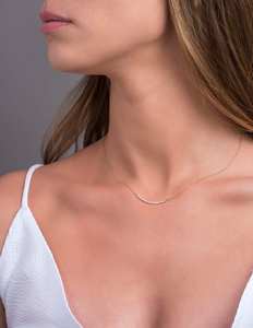 Exclusiva joyería fina Diseño de Sonrisa 18K oro sólido barra curvada collar con colgante real con diamantes reales para mujeres a precio al por mayor - Product Image 5