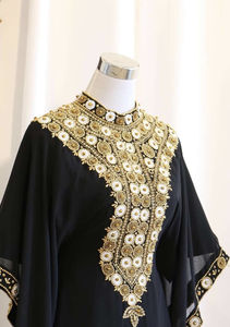 Kaftan islámico marroquí moderno para mujer Vestido de playa largo hasta el suelo con suministro ODM de manga larga transpirable - Product Image 1