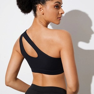 New Casual One Shoulder Crop Women's Bra Customize Design Women's Sports Bra Stylish Spandex Nylon Quick-Dry Yoga Bra - Product Image 6