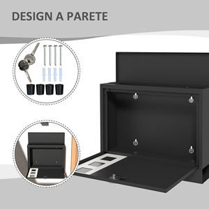 HOMCOM-Buzón metálico con 2 llaves de seguridad, 3 ventanas y orificio de drenaje, 36,5x11. 5x29 cm, negro - Product Image 6