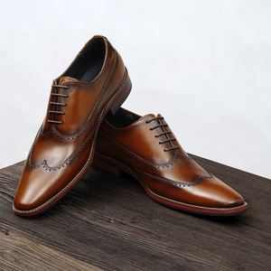 Leather Oxford Mens Shoes Classic Formal Business Lace up Wear resistant Dress Shoes - Product Image 2