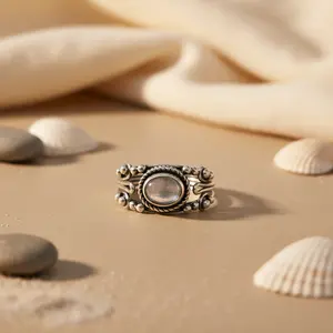 Anillo de Plata 925 con Piedra Lunar para Mujer, Uso Diario - Product Image 1