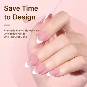 AILLSA OEM Handmade 240/300 pcs Soft Gel French X-Coat Tips Artificial Press On Nails Short Manicure Gel Nails For Home Beauty