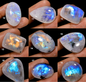 Cabujón de piedra lunar arcoíris Natural para fabricación de joyas, gran oferta, gran calidad, lote Natural, mezcla de formas de gemas, lunas de Fuego Azul - Product Image 3