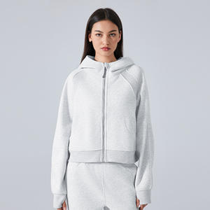 Otoño Invierno Casual sudadera suelta Zip-Up mujer Sudadera con capucha forro polar de punto bordado logotipo personalizado 320gsm secado rápido Unisex - Product Image 6