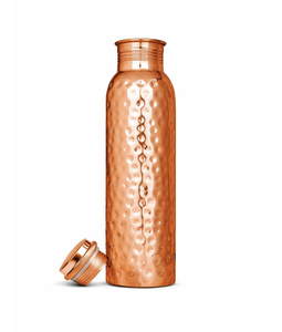 Bouteille d'eau en cuivre Divris 1000 ml, finition martelée, écologique, sans danger pour les aliments, portable, pour les voyages en plein air, couvercles inclus, design moderne - Product Image 1