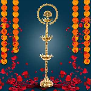 Support de lampe à huile Diya en laiton pur fait main, style paon, objet décoratif en métal - Product Image 1