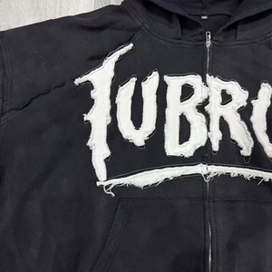 Custom Oversized Zip Up Hoodie Men 100% Cotton Heavyweight Embroidered Streetwear Hoodie OEM Vintage Washed Fleece Zip Hoodie - Product Image 3