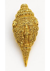 Exclusivo Ram Lala Shankh Recubierto en Oro de 24K, Artículo Decorativo Espiritual para Decoración de Templos, Espacios Devocionales y Regalos Festivos - Product Image 3