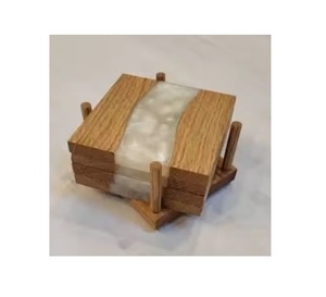Regalo de inauguración de la casa para apartamento de casa nueva Posavasos de madera de resina creativos Posavasos de madera y resina epoxi de estilo moderno - Product Image 1