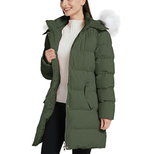 Veste parka matelassée pour femme, fausse fourrure à capuche, 2 poches avant, entièrement doublée de coton respirant, hiver - Product Image 3