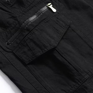 Shorts cargo décontractés pour homme de haute qualité, noirs, solides, pour l'extérieur, séchage rapide, légers, extensibles, ripstop, 4 poches zippées - Product Image 6