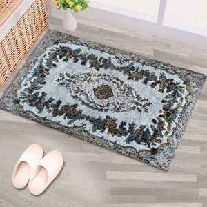 Tapis ethnique turc noir à motifs médaillon, impression 3D, avec poils doux - Product Image 4