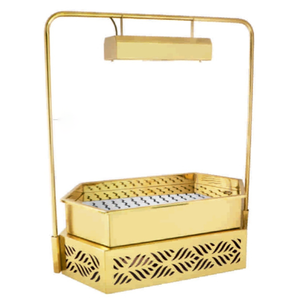 จานอุ่นอาหารบุฟเฟต์สีทองหรูหราพร้อมที่อุ่นอาหารสำหรับโรงแรมและร้านอาหาร - Product Image 2