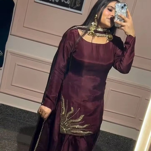 Café Farshi Shalwar Kameez brodé soie traditionnelle pakistanaise robe pour femmes indien pakistanais culturel ethnique porter - Product Image 1