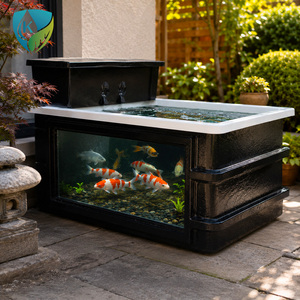 Bassin à poissons en fibre de verre (FRP) à <span class=keywords><strong>prix</strong></span> d'usine avec grande fenêtre de visualisation en verre, bassin à carpes koï pour balcon extérieur, jardin et décoration intérieure - Product Image 1