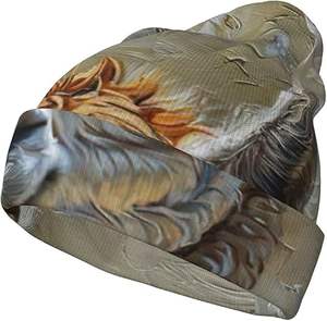 Gorro de Punto con Estampado de Halloween, Gorros Cálidos de Invierno para Mujer, Gorro Unisex Elegante sin Visera con Dobladillo, Negro, para Viajes - Product Image 4